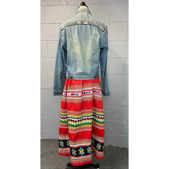 Vtg 1970s Wrangler Beaded Native American Med Wash Denim Jacket Honest Wear - Picture 14 of 16